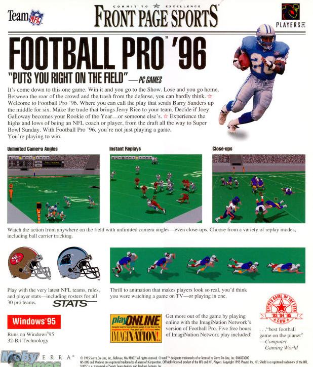 Front Page Sports Football Pro '96 – NeverDieMedia