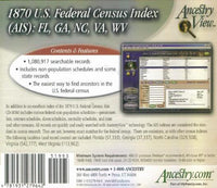 Ancestry.Com: 1870 U.S. Federal Census Index: FL, GA, NC, VA, WV