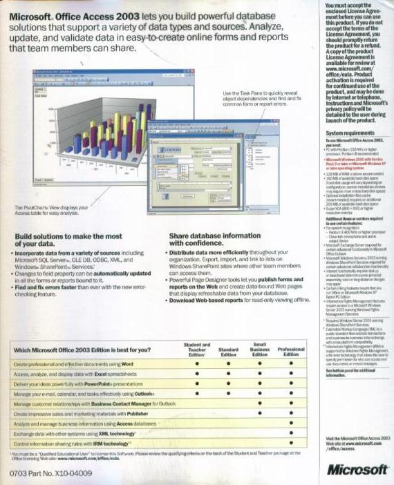 Microsoft Access 2003 w/ Manual – NeverDieMedia
