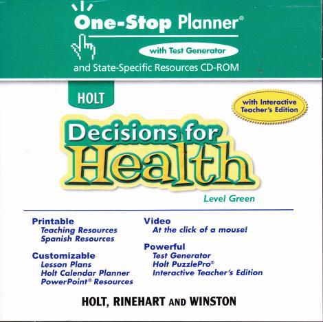 Holt Decisions For Health: One-Stop Planner Green Level w/ Manual