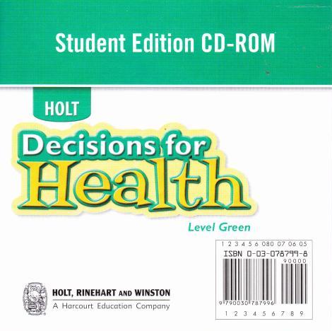 Holt Decisions For Health: Student Edition CD-ROM Green Level