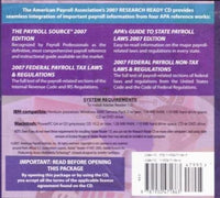 American Payroll Association's Research Ready CD 2007