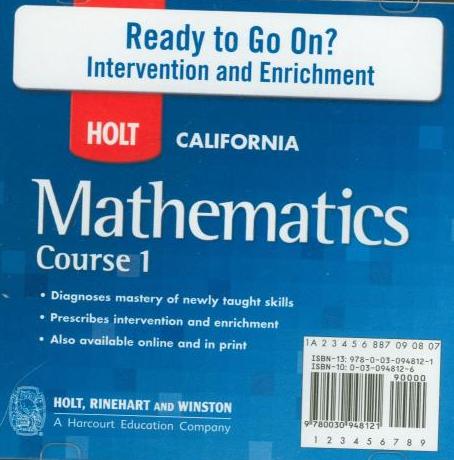 Holt Mathematics: Ready To Go On? Course 1