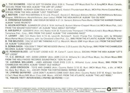 Warner Music Canada June 1993 Promo