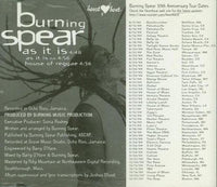 Burning Spear: As It Is Promo w/ Artwork