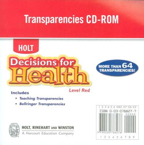 Holt Decisions For Health: Transparencies Level Red