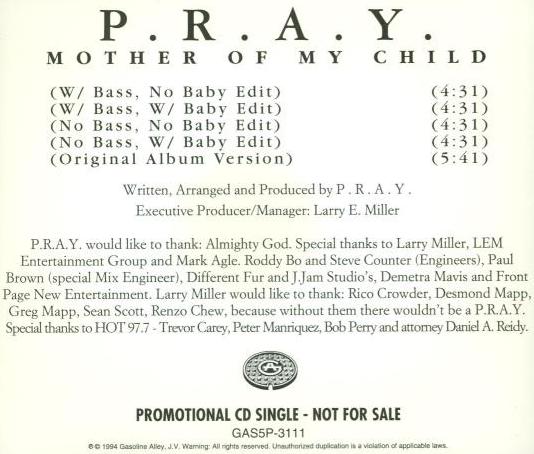 P.R.A.Y.: Mother Of My Child Promo