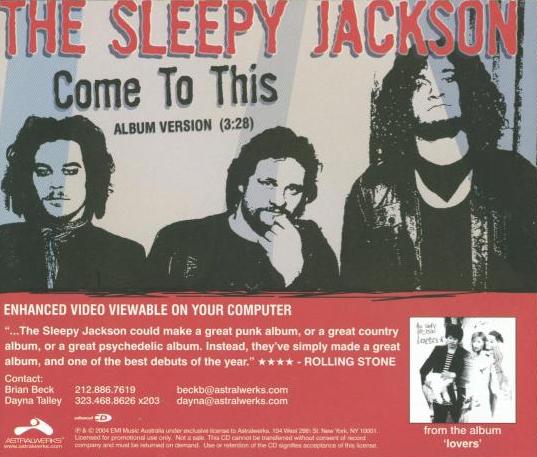The Sleepy Jackson: Come To This Promo - NeverDieMedia