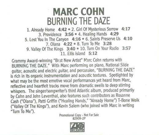Marc Cohn: Burning The Daze Promo
