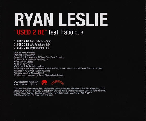 Ryan Leslie: Used 2 Be Promo