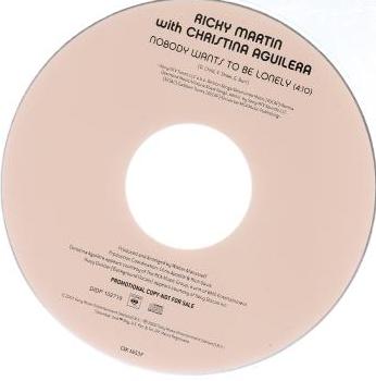 Ricky Martin With Christina Aguilera: Nobody Wants To Be Lonely Promo No Artwork