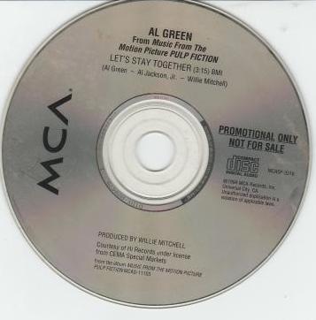 Al Green: Let's Stay Together From Music From The Motion Picture Pulp Fiction Promo, No Artwork