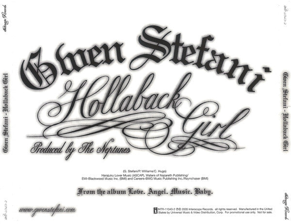 Gwen Stefani: Hollaback Girl 4-Track Promo w/ Back Artwork - NeverDieMedia
