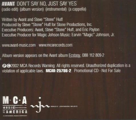 Avant: Don't Say No, Just Say Yes Promo