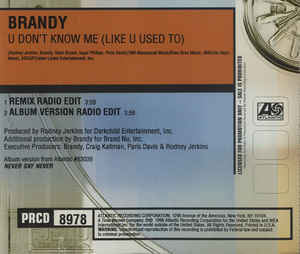 Brandy: U Don't Know Me (Like You Used To) Promo