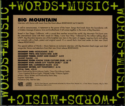 Big Mountain: Words + Music Promo