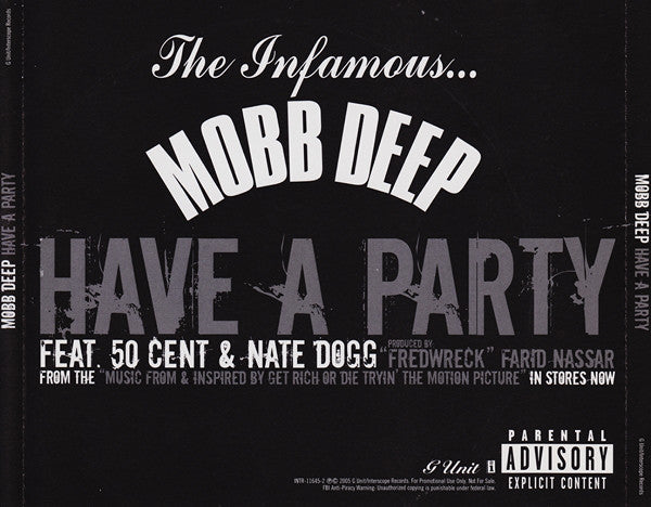 Mobb Deep Featuring 50 Cent & Nate Dogg: Have A Party 3-Track Promo w/ Back Artwork