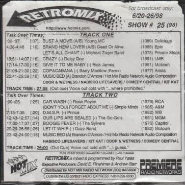 Hot Mix Productions: Retromix Show #25 Promo w/ Artwork