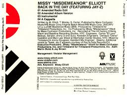 Missy Elliott Featuring Jay-Z: Back In The Day 4-Track Promo w/ Back Artwork