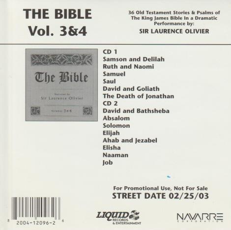 The Bible: Narrated By Sir Laurence Olivier Volumes 3-4 2-Disc Set
