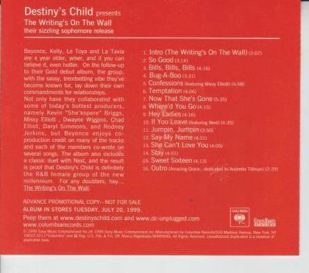 Destiny's Child: The Writing's On The Wall Advance Promo