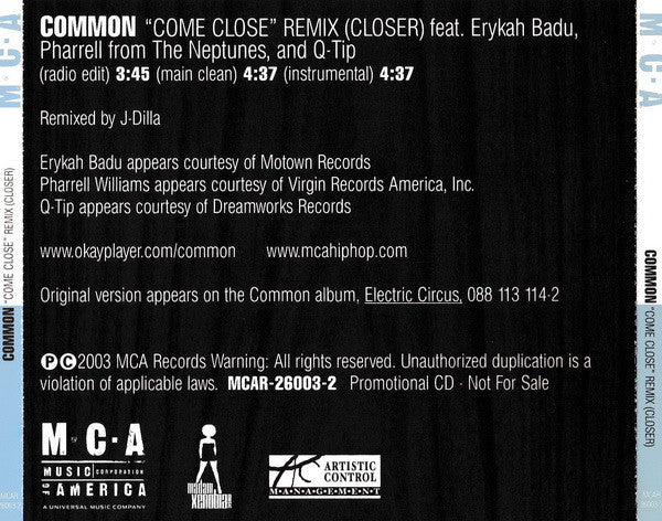 Common: Come Close Remix (Closer) Promo