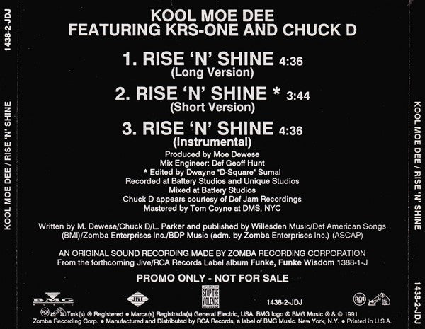 Kool Moe Dee: Rise 'N' Shine Promo w/ Artwork