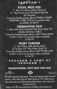 Jive Sampler: Kool Moe Dee, Samantha Fox, Ruby Turner Promo w/ Artwork