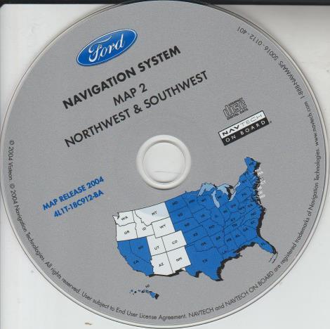 Ford Navigation System Map 2: Northwest & Southwest 4L1T-18C912-BA Map Release 2004