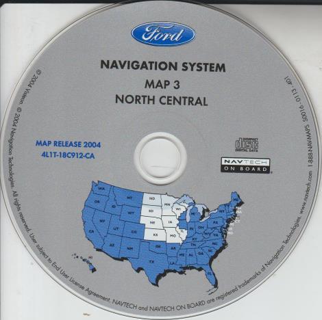 Ford Navigation System Map 3: North Central 4L1T-18C912-CA Map Release 2004