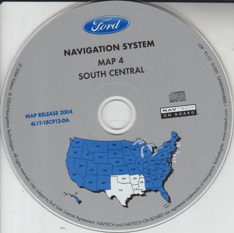 Ford Navigation System Map 4: South Central 4L1T-18C912-DA Map Release 2004