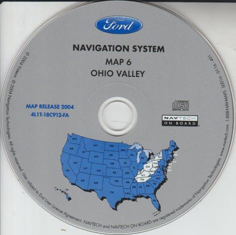 Ford Navigation System Map 6: Ohio Valley 4L1T-18C912-FA Map Release 2004