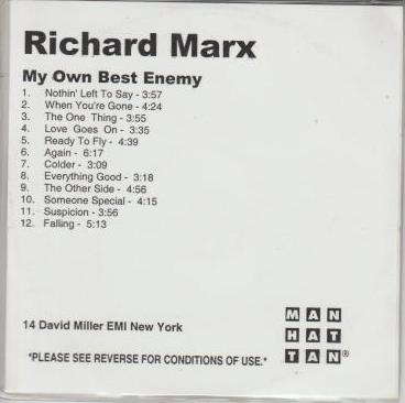 Richard Marx: My Own Best Enemy David Miller Promo w/ Artwork