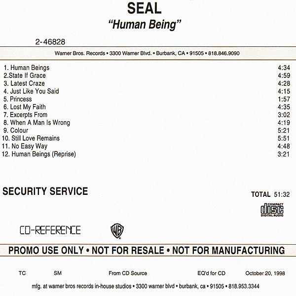 Seal: Human Being Promo w/ Artwork