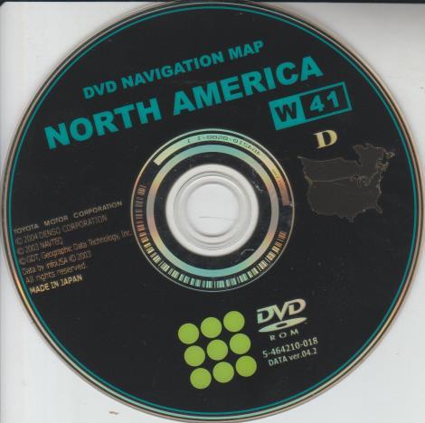 Toyota DVD Navigation Map: North America 2004 5-464210-018 DATA ver.04.2