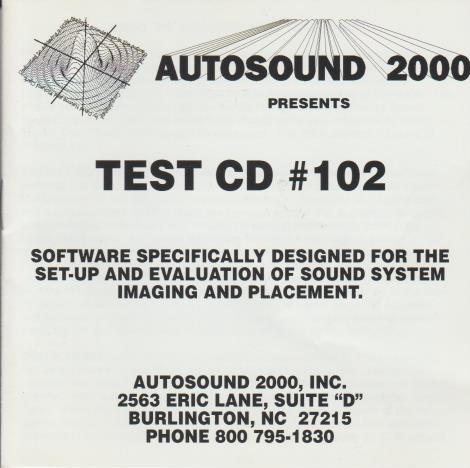 Autosound 2000 Presents Test CD #102 w/ Artwork