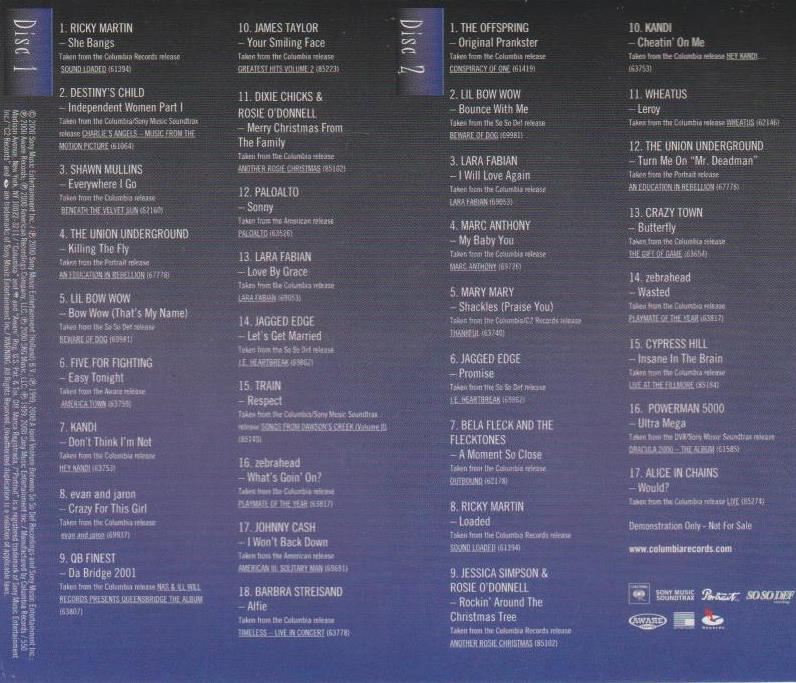 Columbia Hits Sampler 2-Disc Set Promo
