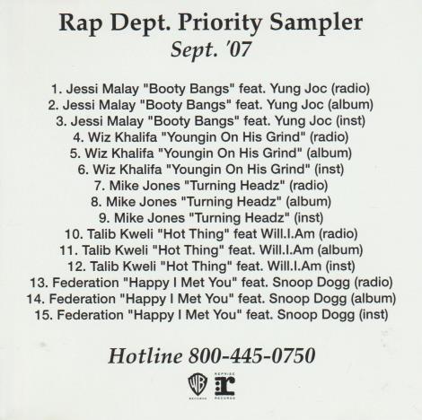 Rap Dept. Priority Sampler Sept. '07 Promo w/ Artwork