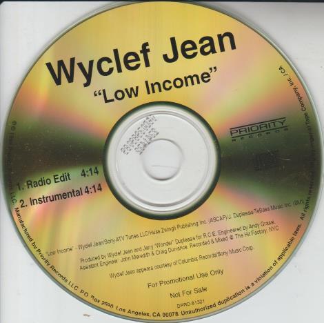 Wyclef Jean: Low Income Promo, No Artwork