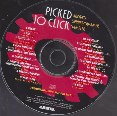 Picked To Click: Arista's Spring Summer Sampler Promo w/ Back Artwork