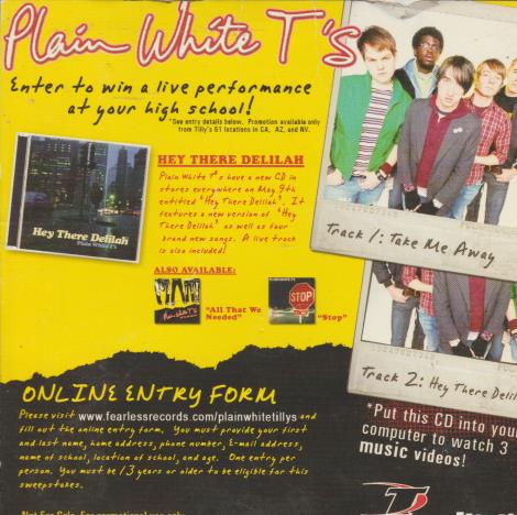 Plain White T's: Take Me Away Hey There Delilah Promo w/ Artwork