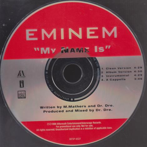Eminem: My Name Is Promo w/ Back Artwork