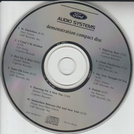 Ford Audio Systems: Demonstration Compact Disc Promo F0VF-18C822-AA - NeverDieMedia