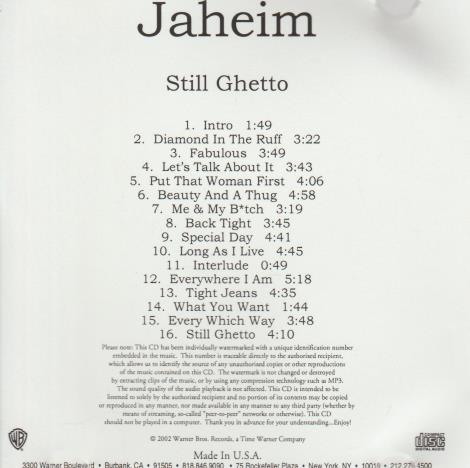 Jaheim: Still Ghetto Promo w/ Artwork