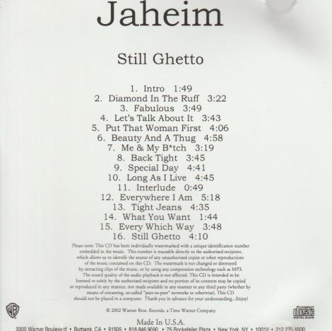 Jaheim: Still Ghetto Promo w/ Artwork - NeverDieMedia