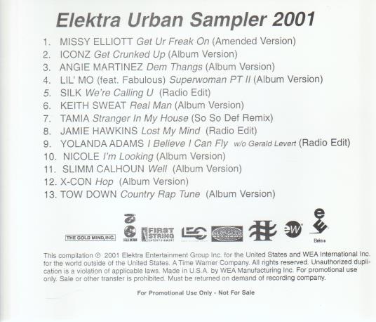 Elektra Urban Sampler 2001 Promo