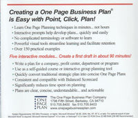 The One Page Business Plan: Point, Click, Plan! Executive
