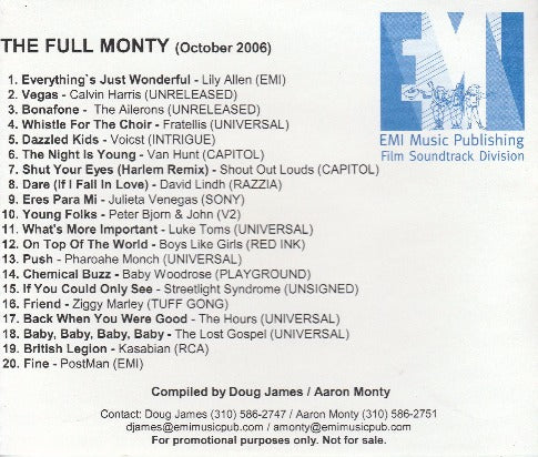 The Full Monty: October 2006 20-Track Promo w/ Back Artwork