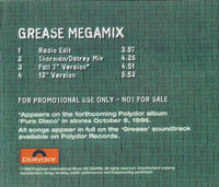 Grease Megamix Advance Promo w/ Artwork