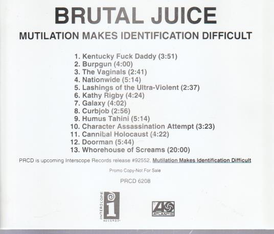 Brutal Juice: Mutilation Makes Identification Difficult Advance Promo